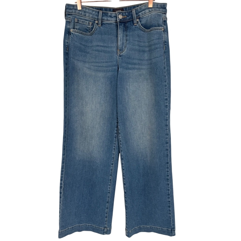 NYDJ Women's Teresa Wide Leg Jeans Water Canyon Blue Wash Denim Size 8 Boho - Picture 5 of 12